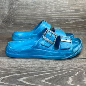 Birkenstock Birki’s Sky Blue Marbled Waves Eva Women’s Sz 4/EU 35 Sandal Slides